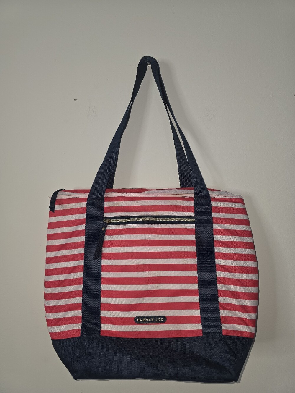 Dabney Lee Striped Tote Bag Insulayed with Navy Accents